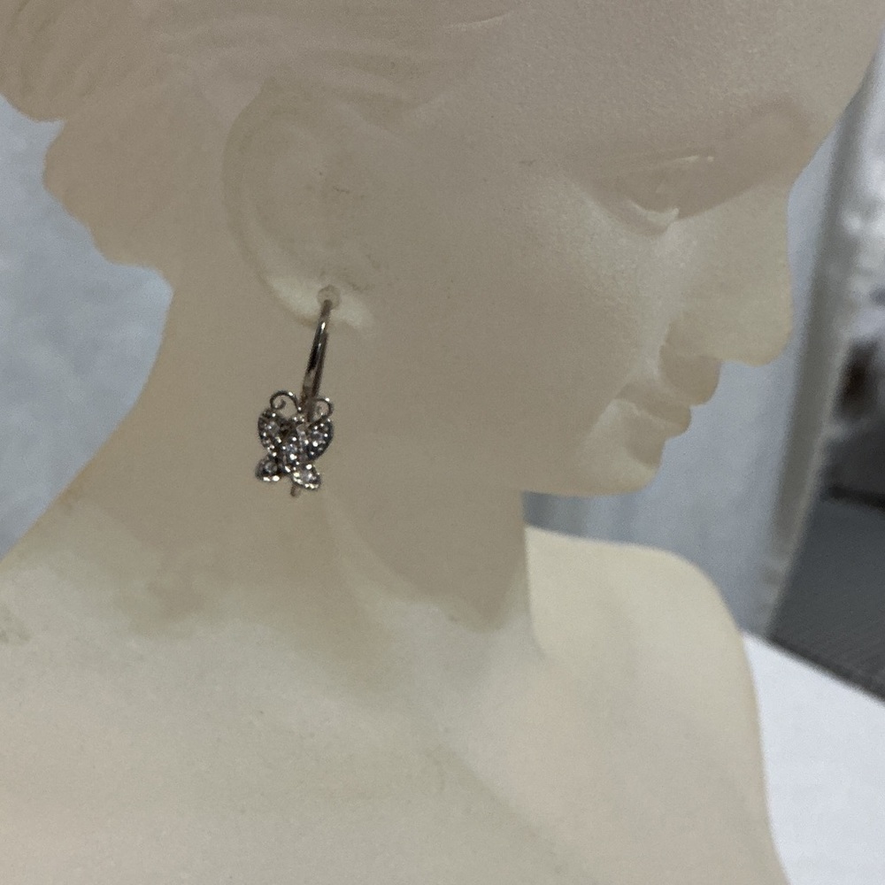 Silver tone Butterfly Drop Earrings - Silver